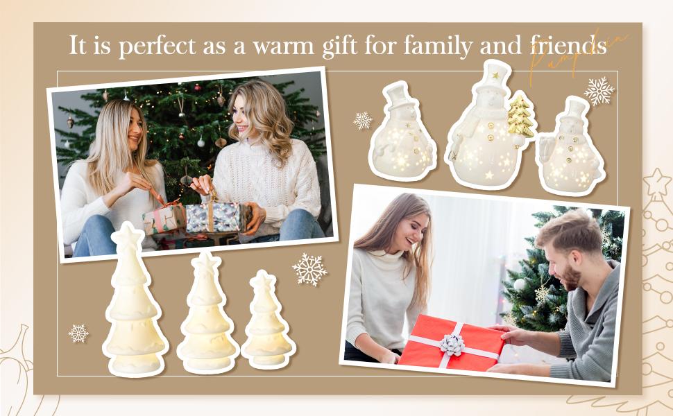 3 Pcs Lighted Ceramic Pumpkin Fall Decorations Autumn Table Centerpiece Porcelain White Pumpkin Figurines for Home Indoor Harvest Tabletop Halloween Thanksgiving Winter Decor