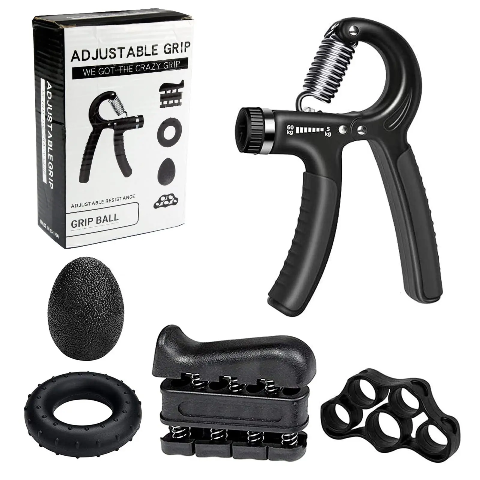 Adjustable R-Type Hand Grip Strengthener, Hand Exercise Tool, Adjustable Power Training Clamp, Spring Finger Holder, Wrist Expander