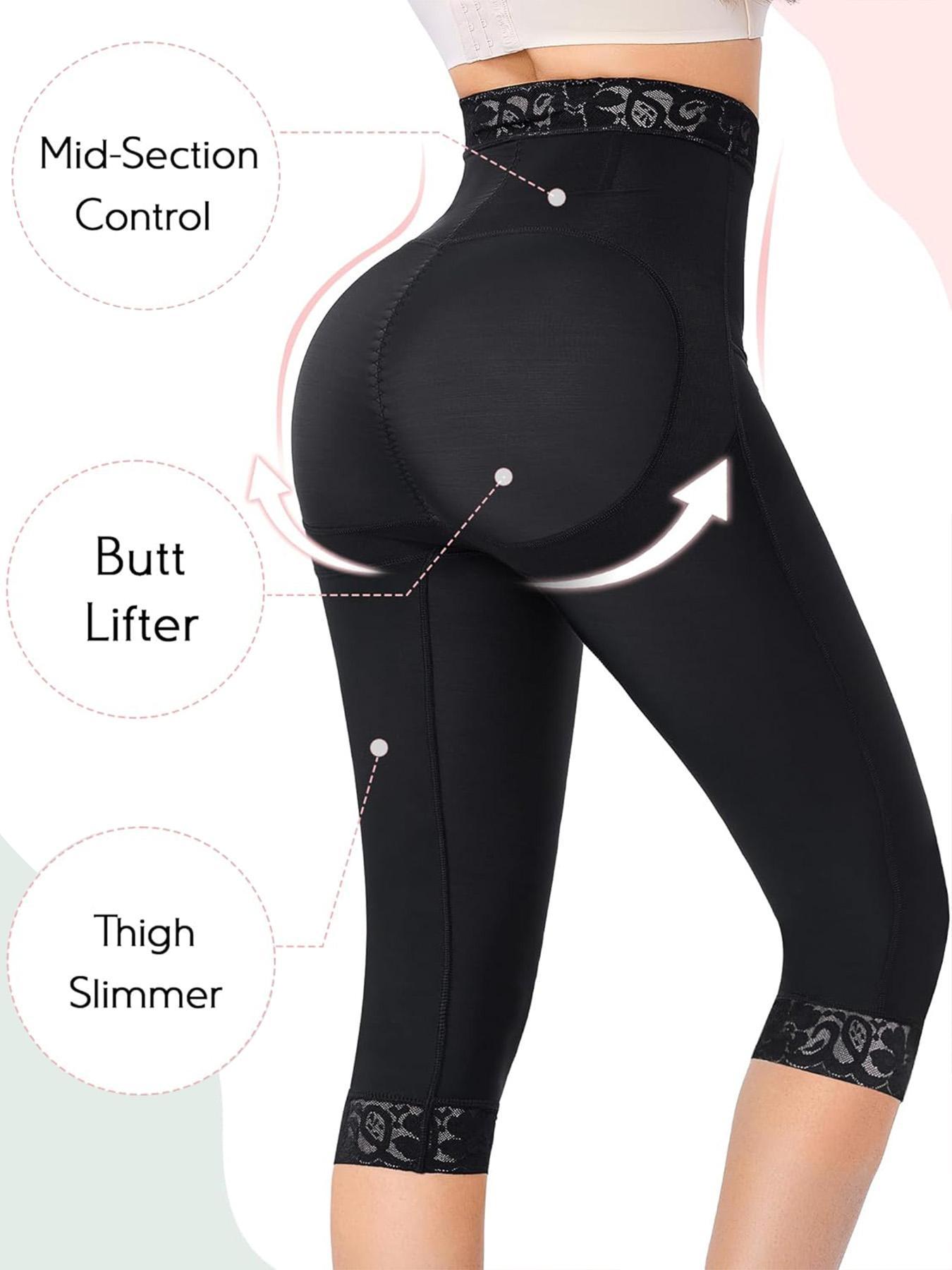 Women's Solid High Waist Contrast Lace Shapewear Bottom, Tummy Control Butt Lifting Shapewear Bottoms, High Stretch Shaper for Daily Wear, High Waist Shaperwear