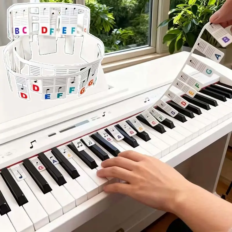 Detachable Piano Keyboard Note Cards, 88-Key Full Size Piano Key Notes Card, Reusable Beginner Piano Notes Guide, Music Learning Tool