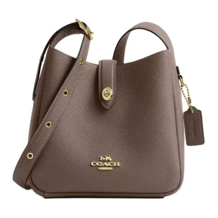 COACH Hadley 20 Logo Zippered Crossbody Bag for Women, Leather, Small, Brown