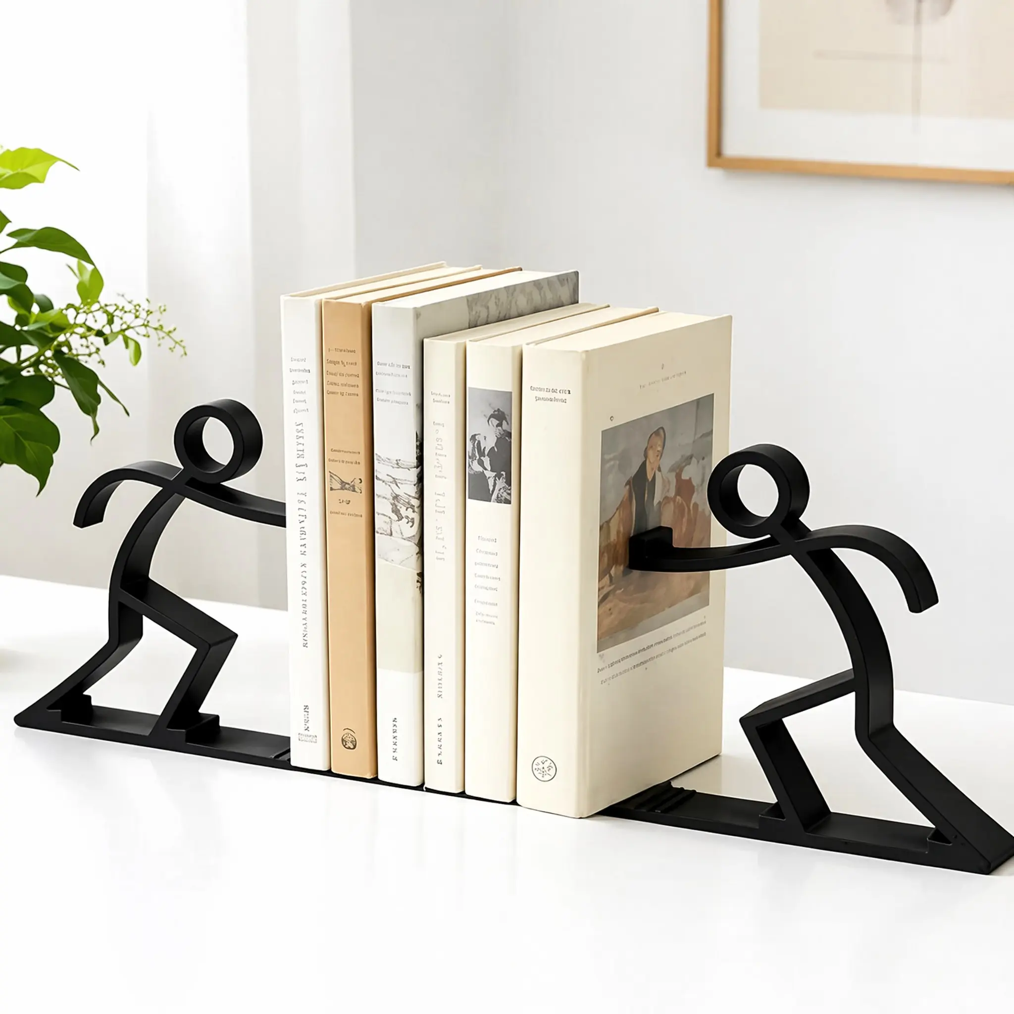 Decorative Bookends Book Ends for Shelves, Book Stabilization, Unique Office Desk Decor & Desk Accessories, Cute Reading Bookshelf Holder for Home Library Creative Gift for Book Lovers Not Metal (Black)