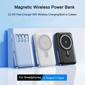 Magnetic Portable Charger, 10000mah Magsafe Power Bank, Fast Charging with Stand, 4 in 1 Wireless Charger for Smartphone, iPhone, Apple Watch, AirPods，Digital Display