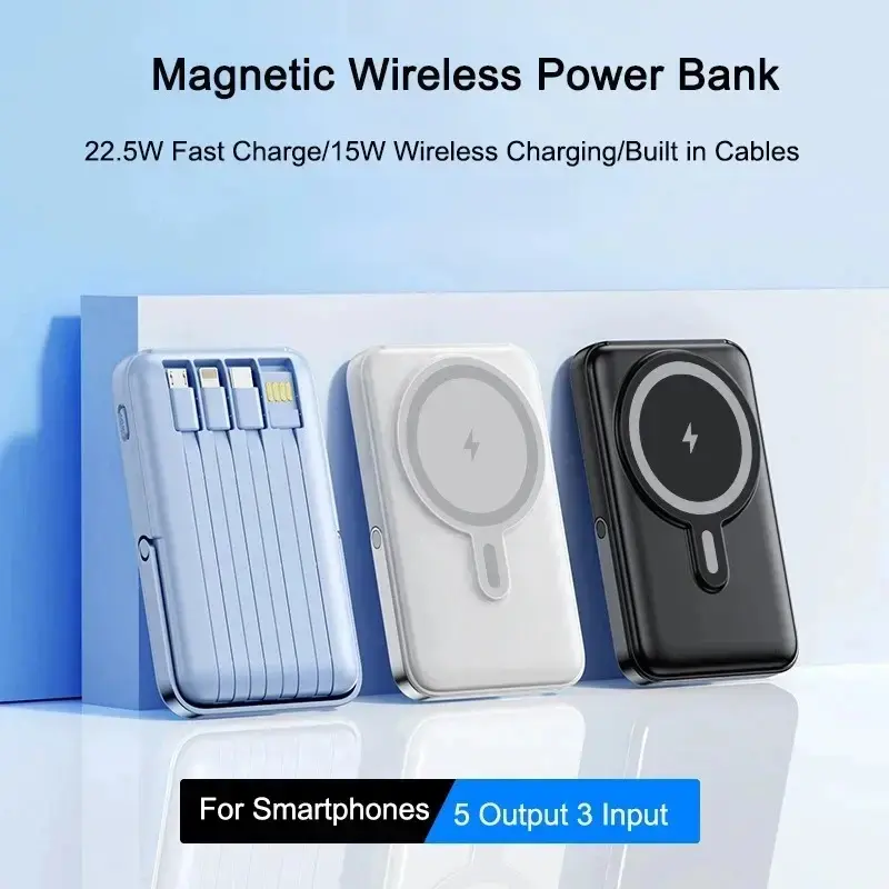Magnetic Portable Charger, 10000mah Magsafe Power Bank, Fast Charging with Stand, 4 in 1 Wireless Charger for Smartphone, iPhone, Apple Watch, AirPods, Chargeable, Digital Display