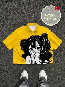 Bright Anime Print Jacket, Casual Slim Fit Cartoon Pattern, Versatile Sun Protection Outerwear, Perfect for All Body Types