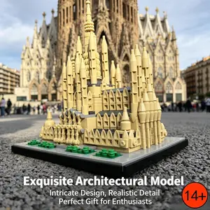 854PCS Barcelona Sagrada Familia Brick Kit Iconic Spanish Landmark Architecture Exquisite Scene Decorations Building Blcoks Model With Excellent Playability Complex Assembly Set Elegant Display Piece And Collectible Gift Collectible Block Sets