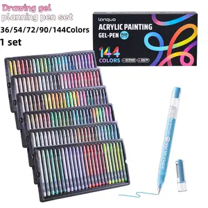 Languo Gel Pens Set, 36/54/72/90/144 Colors, 1.0mm Tip, Smooth Flow, Large Capacity, Ideal for Art, Rock, Plastic, Wood, Glass, Ceramic, Fabric