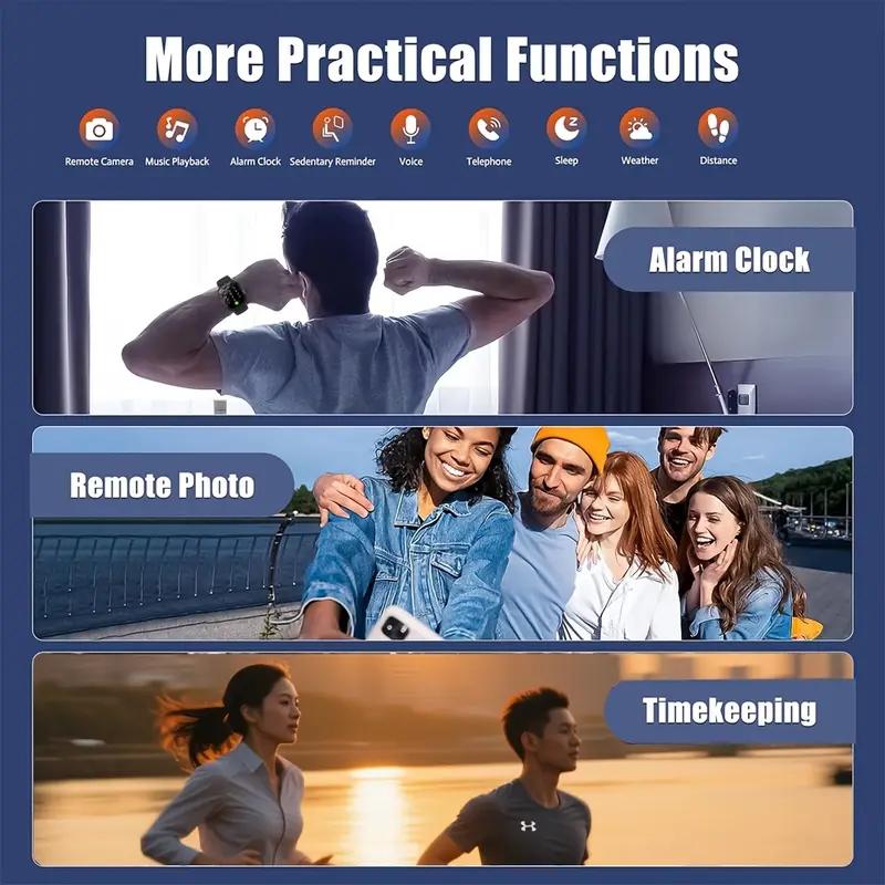 Smart Watch with Bluetooth-compatible Calling, Multi-Sport Modes, Message Alerts, Custom Wallpaper, Compatible with iPhone & Android