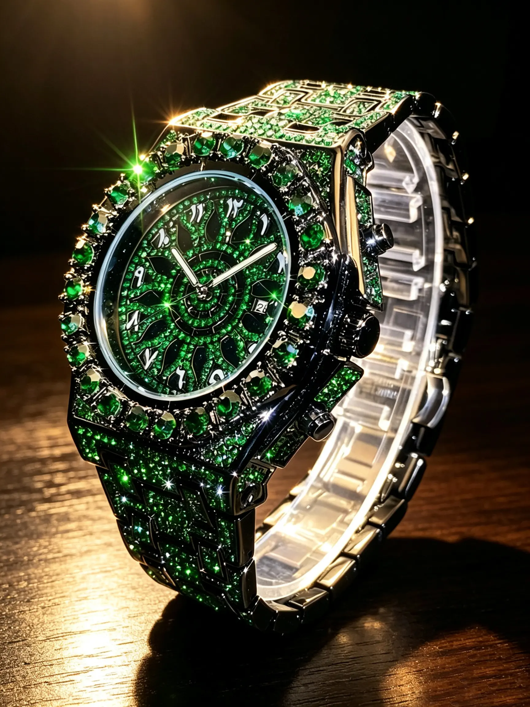 Men's Quartz Watch, Octagonal Full Diamond Luxury Hip Hop Men's Wristwatch, Stylish and Elegant Timepiece for Men