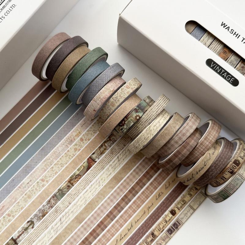DIY Washi Tape Set, Crafting Kit, 20 Rolls/box Retro Washi Tape, Creative Decorative Tape for Scrapbooking, Scrapbooking Ephemera, Scrapbooking Tool, Journaling, Gift Wrapping