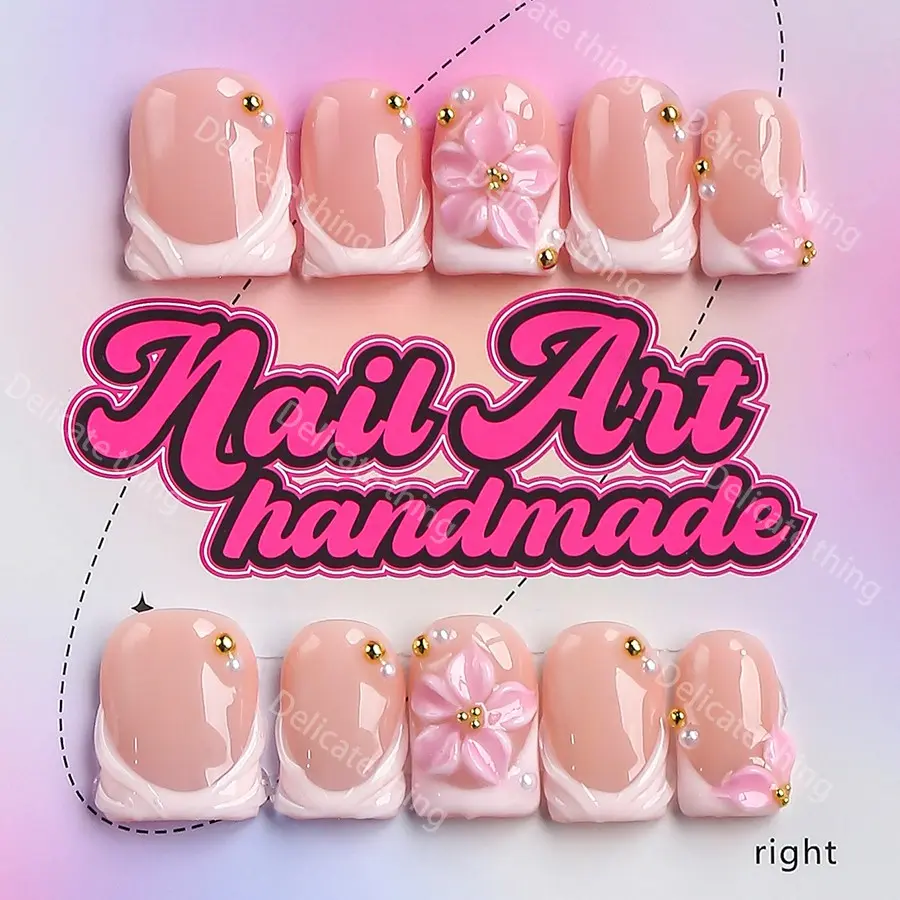 Y2K Style Press-On Nails, 10pcs Handmade Artificial Nails, Nail Design, XS-S-M-L Sizes, Perfect for Parties, Includes Jelly Glue, Crystal Stick, File