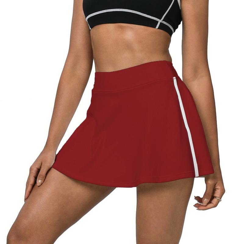 Fake two high-waisted running skirts, anti-light and quick-drying tennis skirts with pockets