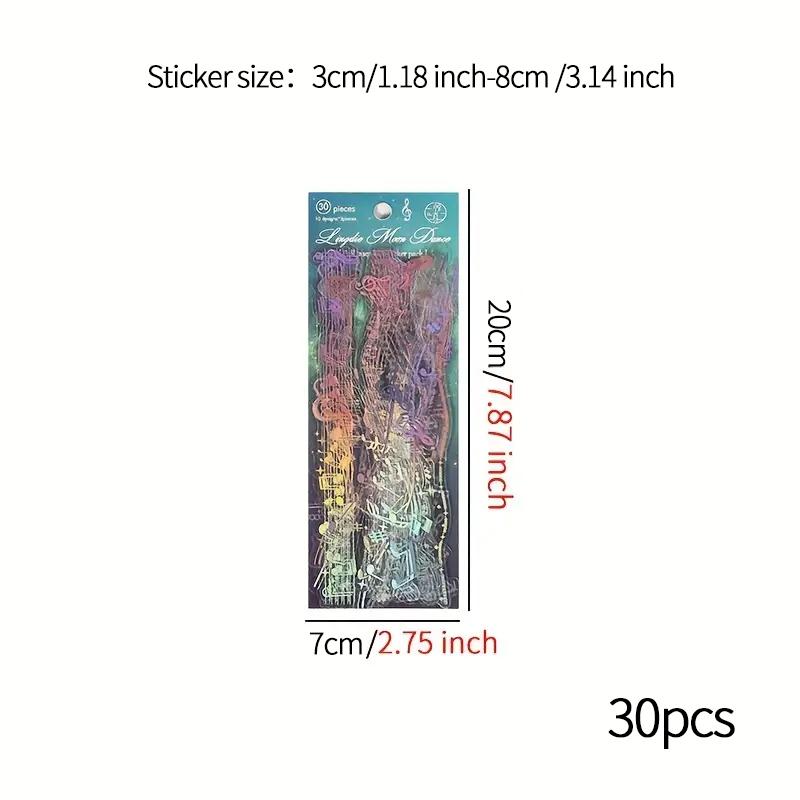 30 Sheets/pack Random Color Laser Sticker, Creative Waterproof Pet Sticker Material, Decorative Stickers for Diy Diary Scrapbook Album Decoration