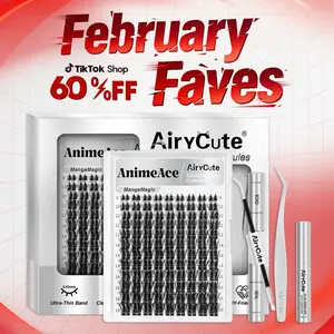 AnimeAce | AiryCute MangaMagic Collection | Upgrade U Lashes with Ultra-Dense, Waterproof, Long-Lasting Lashes | Fashion Wet Look | Beginner Friendly DIY Lashes For a Flawless, Voluminous Look | Trendy & Must-Have Clusters