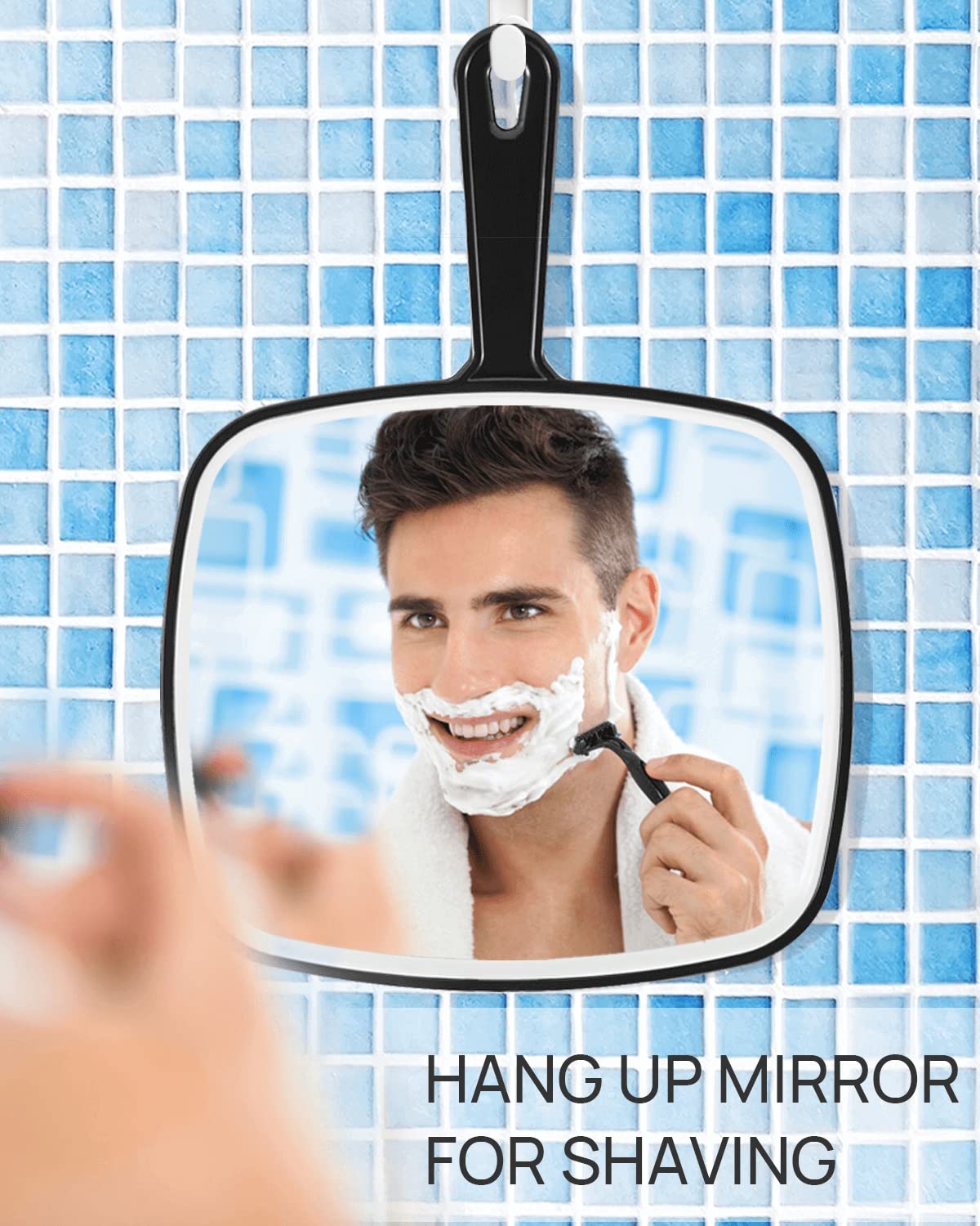 Hand Mirror, Large Black Handheld Mirror with Handle