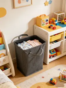Lazy Person's Blessing Fabric Dirty Clothes Basket with Handle, Easy Storage for Family Laundry, Convenient and Lightweight Design
