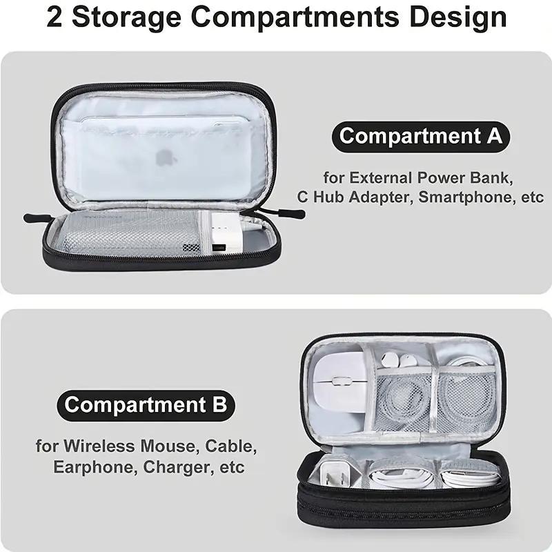 Cable Storage Case, 1 Count Large Capacity Multi-grid Cable Storage Bag, Waterproof Cable Case