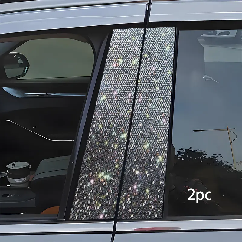 2pcs Car Sticker Set - Black Glitter Fabric Material with Iridescent Luster, DIY Cuttable Bumper Decal, Suitable for Sedans, SUVs, and Trucks. Semi-Matte Texture, Specifically Designed for Vehicle Exterior Decoration and Structural Protection