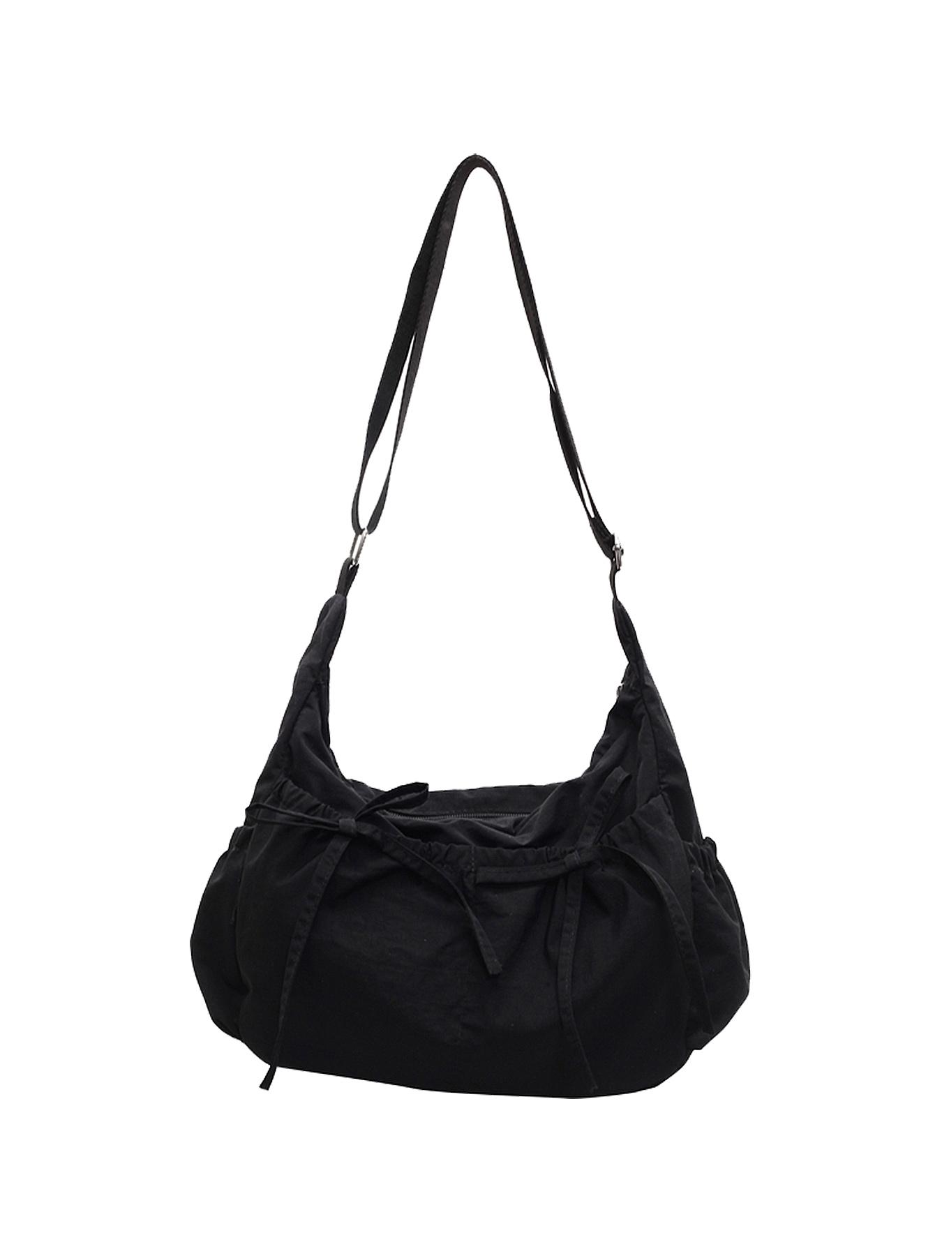 Simple and fashionable multi-color drawstring pleated bag, casual one-shoulder underarm bag, versatile exquisite bow design, niche personality messenger bag, suitable for students, office workers daily commuting, etc., Crossbody Tote Bag