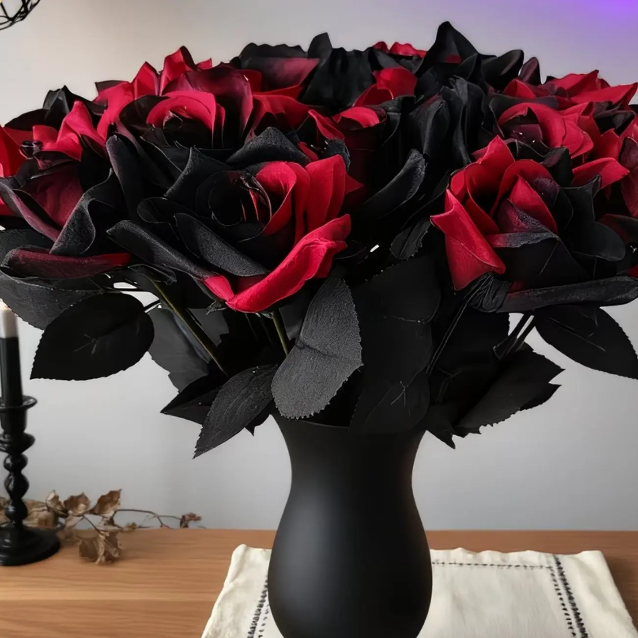 5pcs Artificial Roses, UV-Resistant Roses, Bendable Stems, Dark Series, Ideal for Hotels, Offices, Weddings, Gardens, Balconies