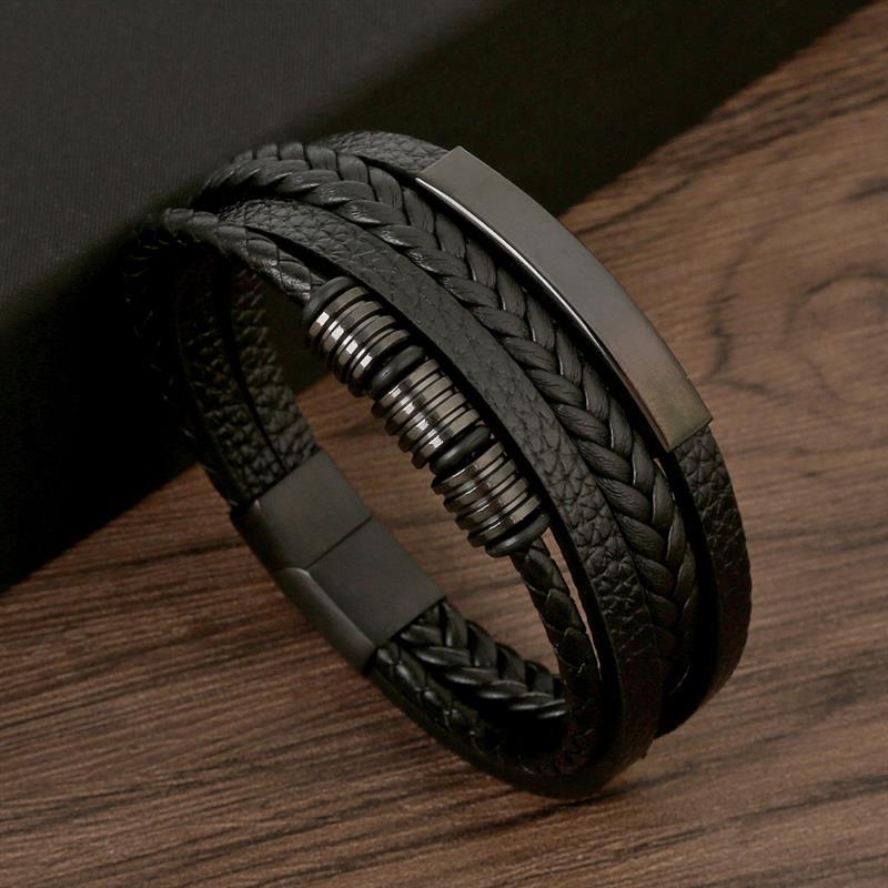3-Pack Classic Men's Leather Bracelets - New Style Hand-Woven Multi-Layer Combination Accessories, Fashion Men's Jewelry for Wholesale & Dropshipping