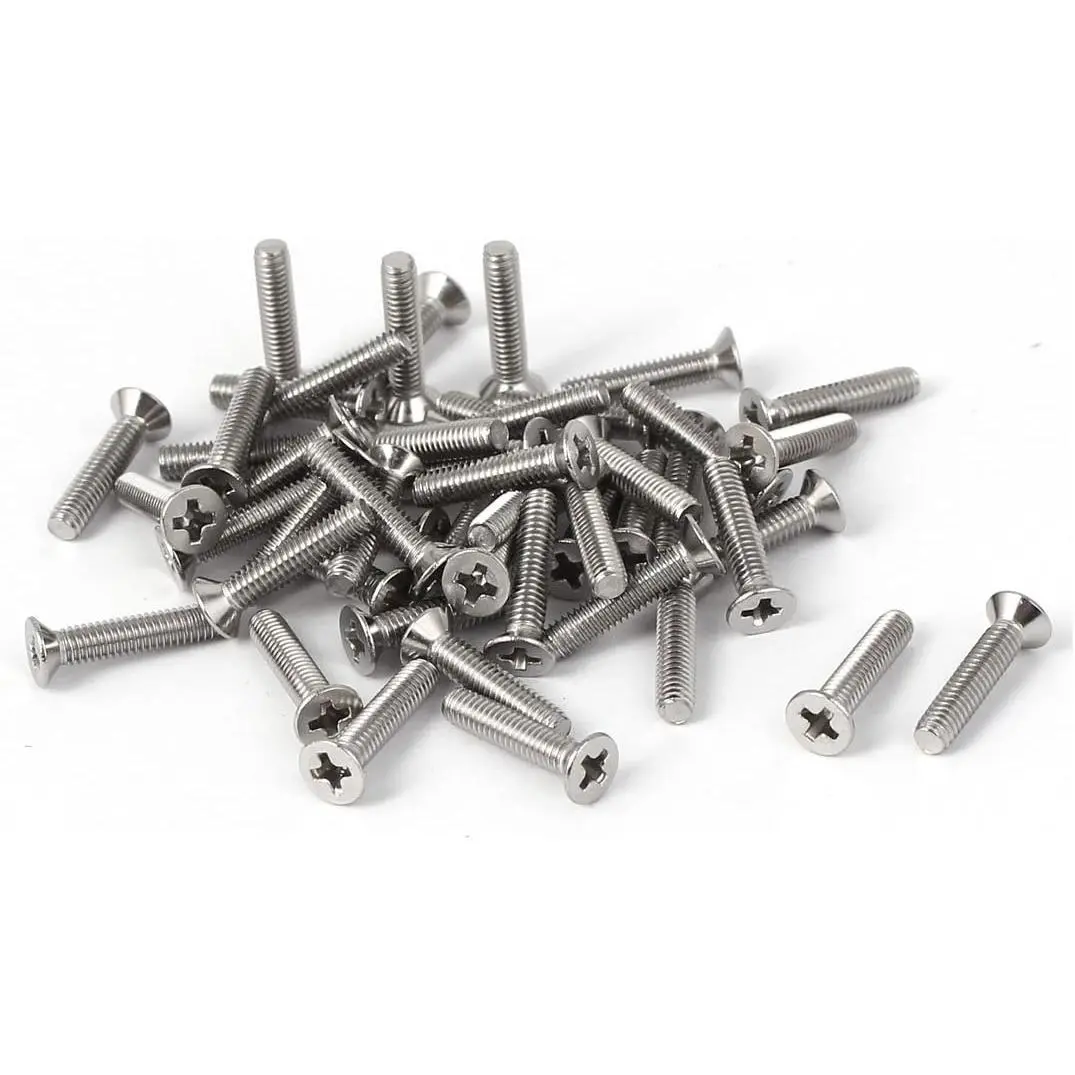 M2.5x12mm 316 Stainless Steel Flat  Phillips Machine Screws Fasteners 50 count