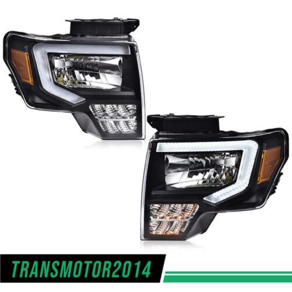 Fit For 2009-2014 Ford F150 F-150 Truck LED DRL Headlights Left+Right Car Vehicle