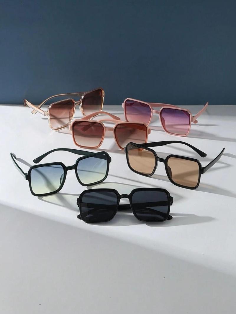 Unisex Simple Style Sunglasses, Trendy Casual Square Frame Sunglasses for Everyday Use, Fashion Accessories for Outdoor Activities