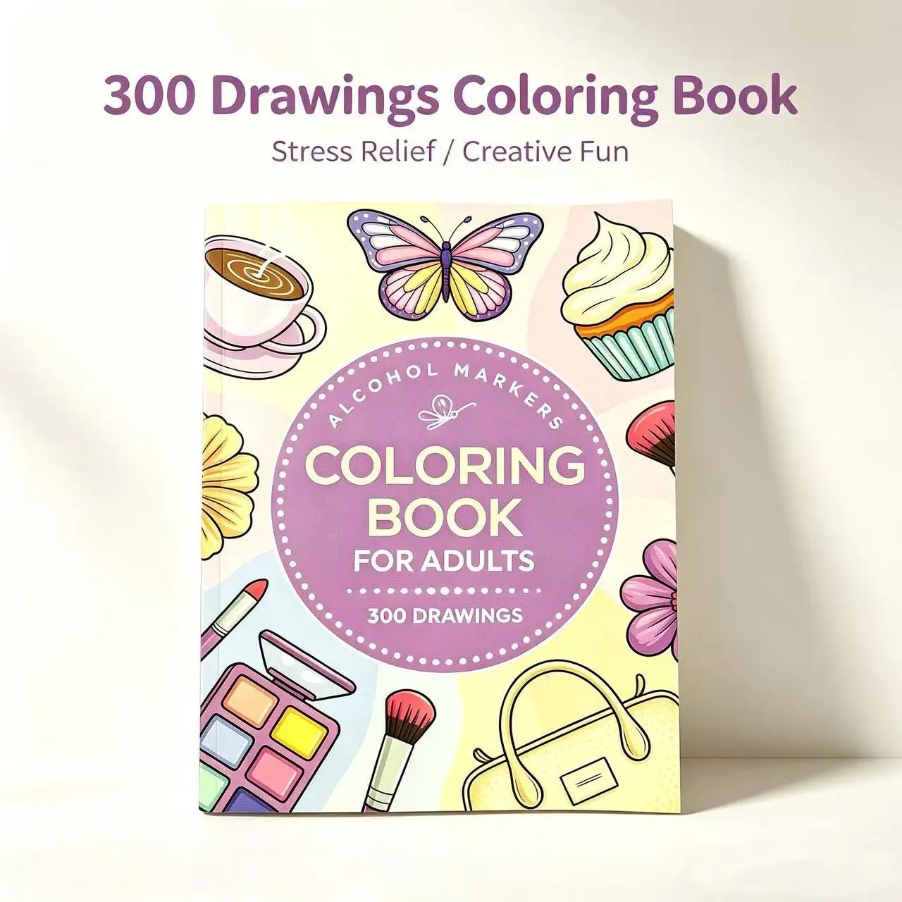 Lezhin Taco Alcohol Marker Drawing Coloring Book, Adult Stress Relief Coloring Book, 300 Patterns Set, Relaxing Art Activity Kit