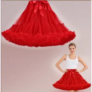Petticoat Tutu Skirt 3-Layered Pleated Tulle Underskirt Puffy Ballet Party Skirt
