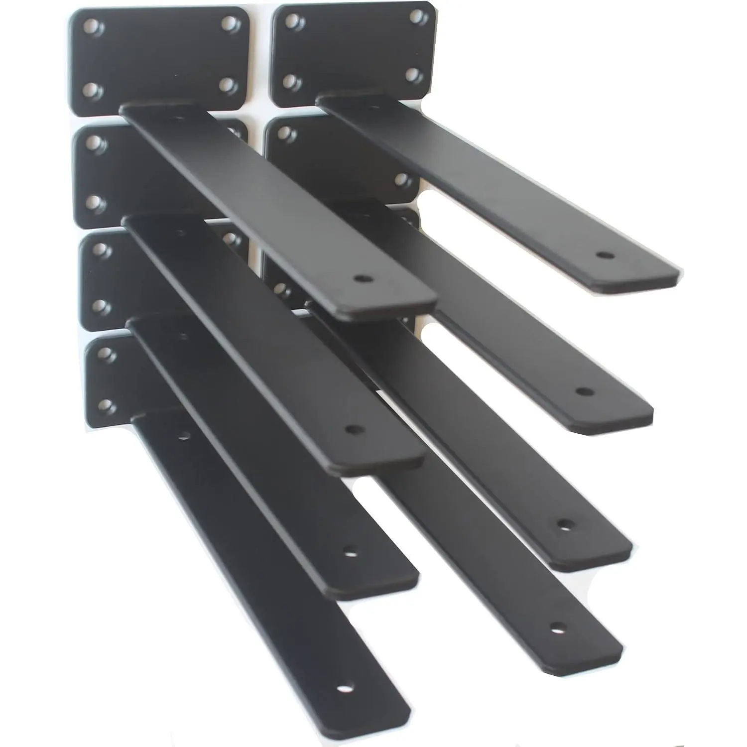8 Pack 10 Inch Black Hidden L Shelf Brackets, 1/5 Inch Thick Iron Floating Shelf Brackets, Rustic Industrial Metal Brackets for Shelf SupportGift