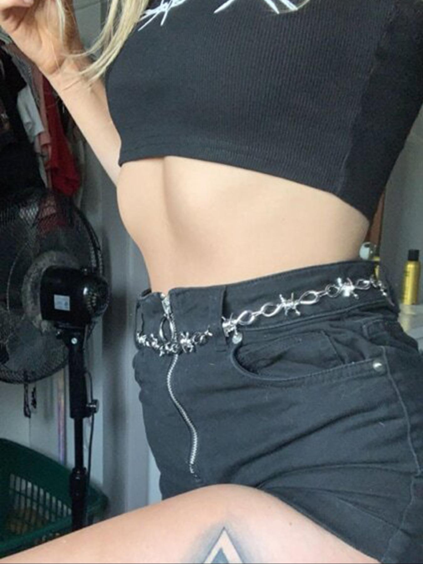 Punk Style Minimalist Thorn Metal Belt Chain for Women & Men, Hip Hop Waist Belt Chain for Jeans, Trouser, Shorts, Fashion Accessories for Party, Daily Clothing Decor