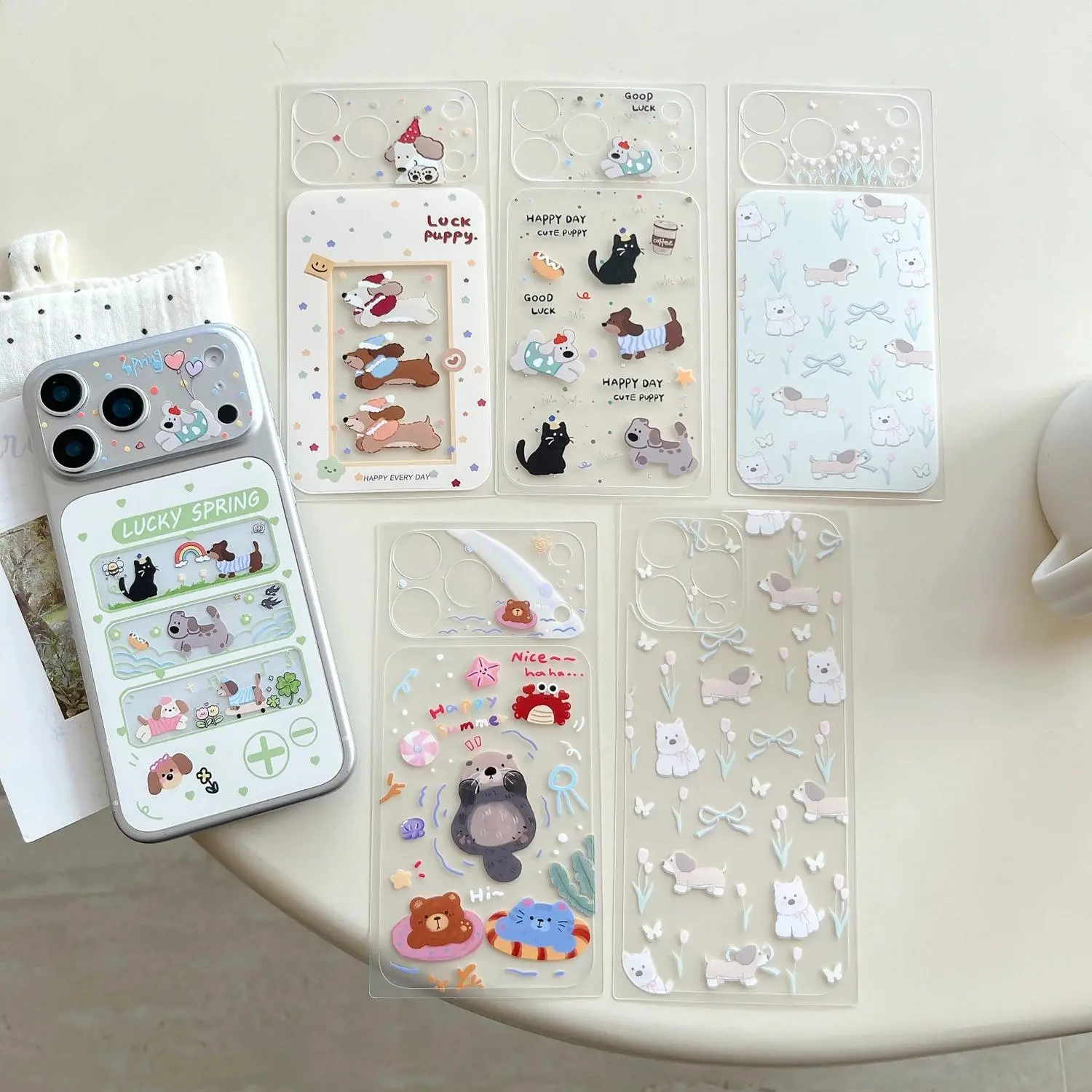 Cute Cartoon Animal Series Scratch-resistant Frosted Back Film Sticker for iPhone 17 16 Pro Max Mobile Phone Protective Film