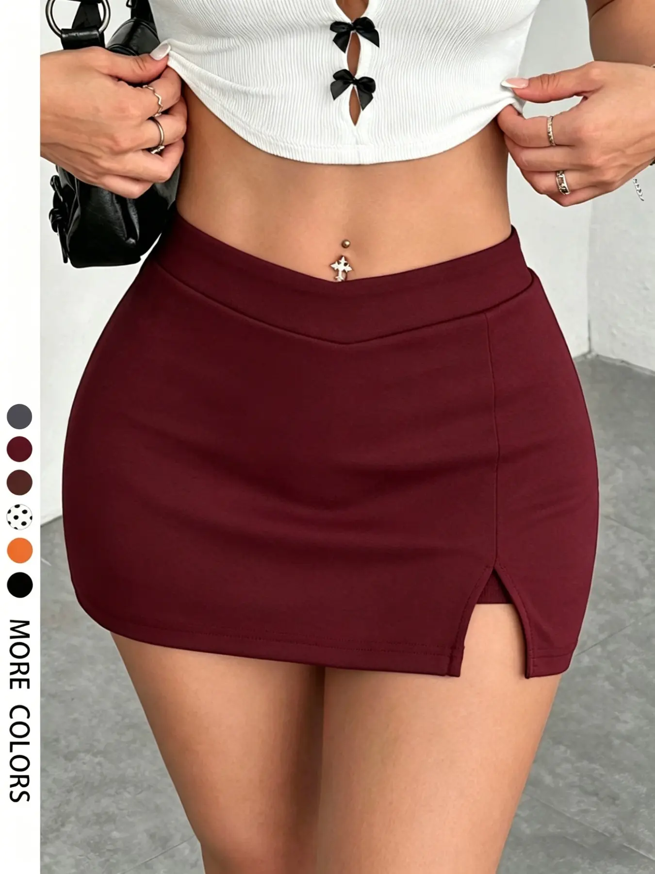 Women's Sexy High Waist Bodycon Skirt, V-Back Split Midi Dress, Soft Fabric, Street Style, Chic, Slimming Simple Short Skirt#MiniSkort #Y2KFashion #BodyconSkirt #HighWaistSkirt