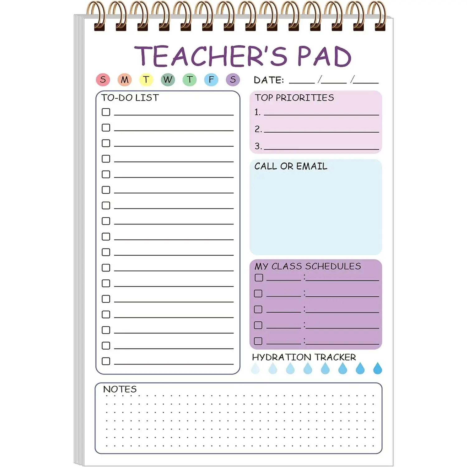 Teacher Notepad - Teacher  Notepad, Spiral Checklist Notebook Organizer for Teachers Notes Task Appointment, Teacher Appreciation Gifts, 5.8'' x 8.3'',