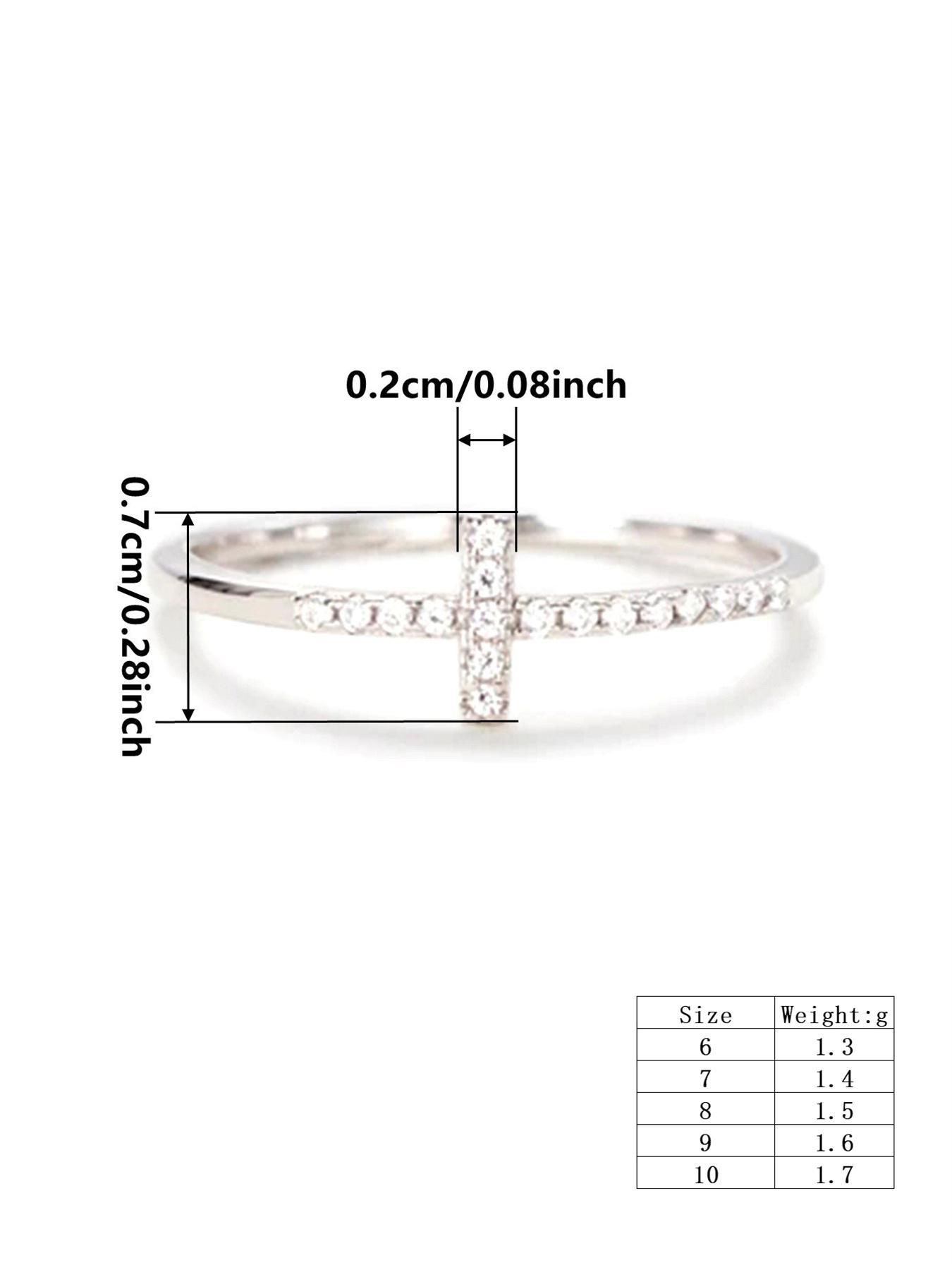 S925 Sterling Silver Cross Design Rhinestone Decor Multi Cut Cluster Ring, Fashion Accessories, Trendy All-match & Exquisite Jewelry Form Women
