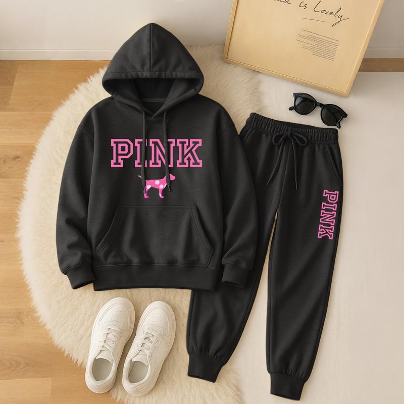 Women's Pink Print Hoodie And Drawstring Track Pants Set, Casual Sportswear, Long-Sleeved Hooded Jacket And Pants, Suitable For Autumn And Winter, Everyday Wear, Indoor And Outdoor Sportswear, Casual Sportswear Women's Pink Print Hoodie And Drawstring Track Pants Set, Casual Sportswear, Long-Sleeved Hooded Jacket And Pants, Suitable For Autumn And Winter, Everyday Wear, Indoor And Outdoor Sportswear, Casual Sportswear