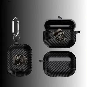 2026 3D Skull Lock Carbon Fiber AirPods Case, Full-Body Shockproof Hard Shell Cover compatible with AirPods 1/2/3/4 & Pro 2, Tough Stylish Protective Shell for Daily Use & Outdoor Activities