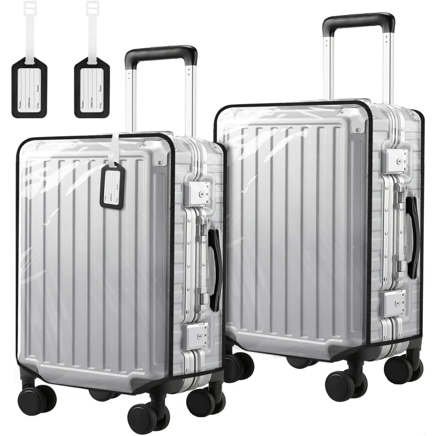 2 Pack 28 Inch Clear PVC Thicken Transparent Suitcase Cover Protector Waterproof Dustproof Anti-scratch for Travel Wheeled Luggage