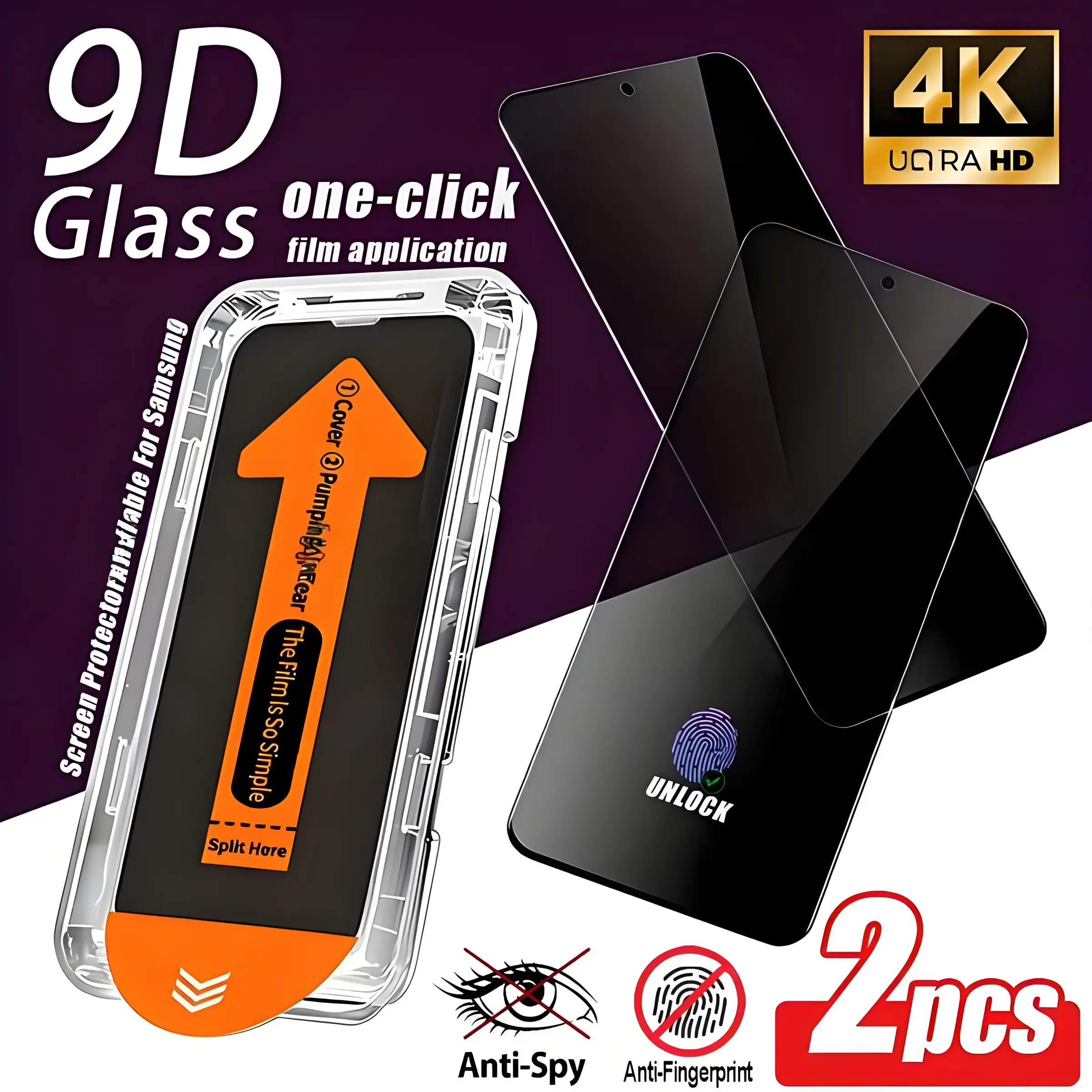 2-Pack Privacy Protective Screen Protector for Samsung Galaxy S22 S22+ S23 S23+ S24 S24+ S24U S25 S25+ S25U S25Edge S25FE, Tempered Glass, Dust-Free Installation, Scratch-Resistant, High-Quality Material