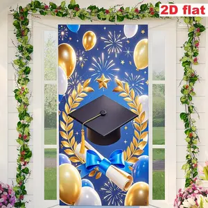 2D Flat Banner HD Digitally Printed Polyester Photography Backdrop, Soft Lightweight Foldable Graduation Theme Background Cloth for Graduation Party, Celebration, Photo Booth, Portrait Photography, and Studio Events