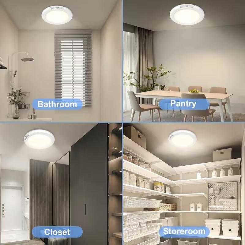 Adjustable Rechargeable LED Ceiling Light, Motion Sensor Ceiling Lamp with 3 Lighting Colors, Safe 5V Energy-Efficient Light for Living Room, Study, Kitchen & Stairs, Magnetic Installation