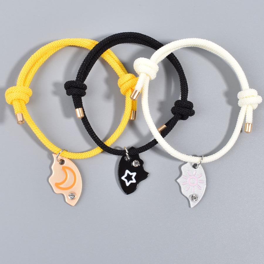 Sun, Moon, & Star Cloud Magnetic Necklace/Bracelet Set for 3/4,Puzzle Design BFF Jewelry for Best Friends & Sisters Ideal Friendship Gift with Rhinestone Detail Perfect for Birthday, Anniversary, Valentine's Day