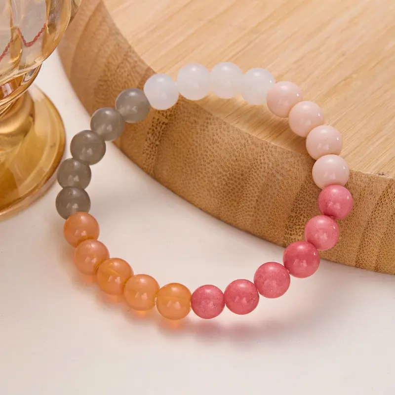 8mm Natural Stone Beaded Bracelet for Women, Elastic Stretch Minimalist Jewelry, Versatile Fashion Stone Bracelet, Lightweight Stackable Accessory for Daily Wear Yoga Office Casual Outfit Gift