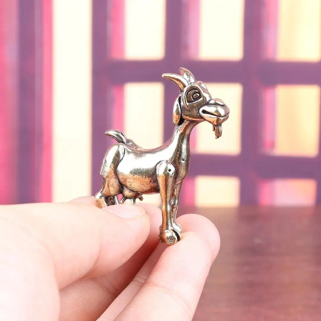 Vintage Brass Goat Statue - Intricate Retro Animals Decorative Ornament, Home Living Room Indoor Decor Supply, Ideal for Collectibles Tea Pet