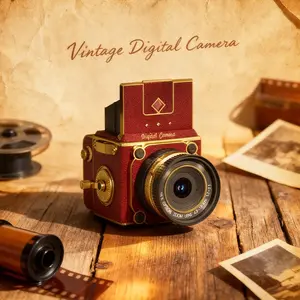 Vintage Digital Camera, Portable Retro Point and Shoot Compact Small Pocket 1080P FHD Video Autofocus Vlogging Camera with 32 GB Card for Beginners Teens Adults, For Christmas, Birthday Gift