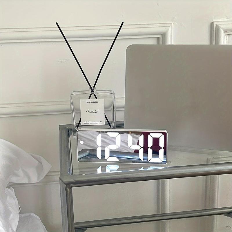 Led Mirror Alarm Clock, 1 Count Modern Exquisite Sound Control Battery Powered Digital Clock, Desktop Electronic Clock for Bedroom Office Home Decor(without Battery) Led Mirror Alarm Clock, 1 Count Modern Exquisite Sound Control Battery Powered Digital Clock, Desktop Electronic Clock for Bedroom Office Home Decor(without Battery)