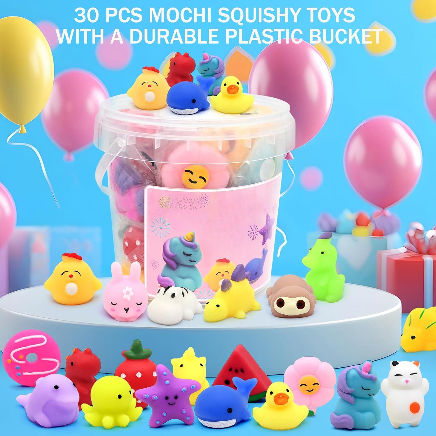 30 Pack Mini Mochi Squishy Fidget Toys, Easter Basket Stuffers, Bulk Party Favors & Carnival Prizes, Ideal for Classroom Treasure Box, Goodie Bag Fillers, Birthday Gifts for Kids Ages 4-12