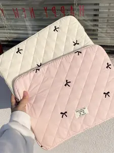 Cute Lingge Embroidered Bow Tablet Bag Laptop Bag compatible with Macbook Full of Girl Hearts Laptop Cover Laptop Computer Bag