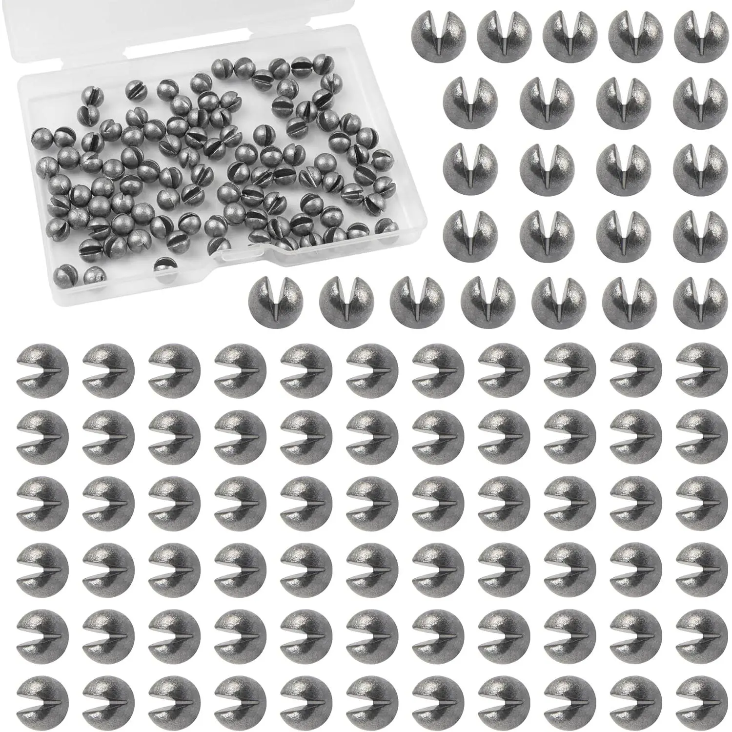 100 count Split Shot Fishing Weights Removable Round Fly Fishing Line Sinkers Reuseable Clip  Weights Freshwater Saltwater Split Shot Fishing Sinkers